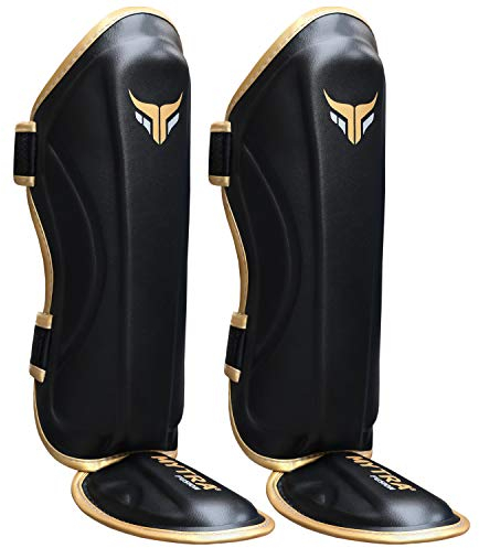 Mytra Kids / Junior Shin Guards Shin Pads Shin Protector for Boxing MMA Muay Thai Martial Arts Kickboxing Workout Training Protection (Black, XX-Small)