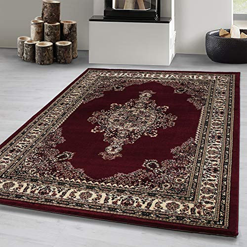 Carpetsale24 Tapis oriental 120 x 170 cm Rouge Élégant look rétro Faible entretien Doux Chambre à coucher Salon