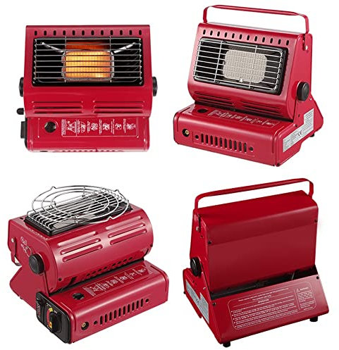 YKYR Poêle À Gaz Camping Compact Chauffage À Gaz Mini Chauffage Au Gaz Portable Réchauffeur À Gaz Rotatif À 90 Degrés Léger, Hiver Extérieur Pêche À La Glace (Color : Red)