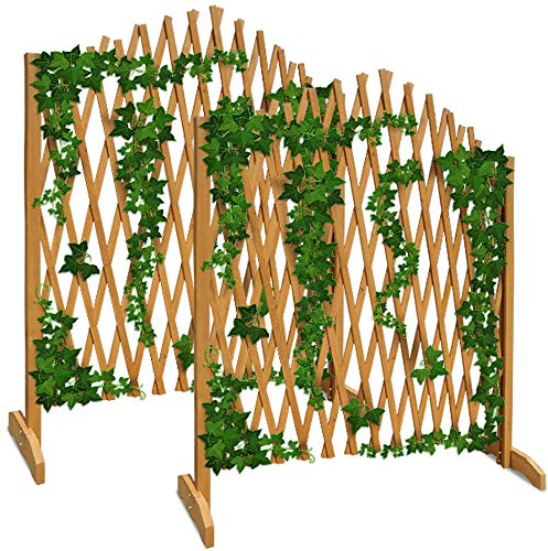 GARDEBRUK® Celosía Extensible 2 uds. Madera hasta 200cm Plantas Trepadoras Enrejado Jardín Valla Separador Terraza