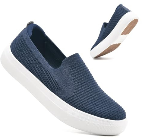 konhill Baskets Femme Confortables Slip-on Légeres - Mocassins Sportifs pour Ville, Marche et Loisirs en Toute Saison