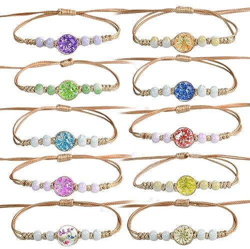 Cosswe Freundschaftsarmbänder für Mädchen,Geflochten Freundschaft Armbänder Verstellbare Freundschaftsarmband Bunte Blumen Baum des Lebens Gewebte Armbänder Handgefertigt Armband für Frauen Teenager