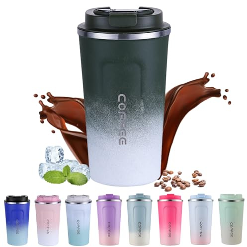 EACHPT Resemugg, 510 ml termiska koppar med läckagesäkert lock, rostfritt stål vakuumisolerad mugg för varma och kalla drycker/te