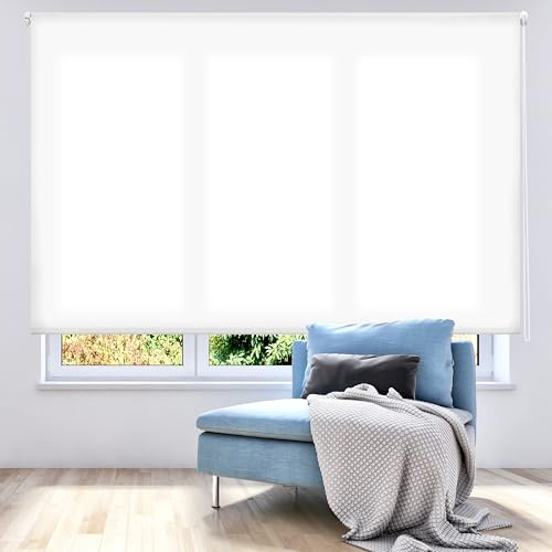 ECOMMERC3 | Estor Enrollable Translúcido Liso 170x175 Ancho x Alto - Estor Enrollable Medida Tela 167x170 - Estor Fácil Instalación a Pared o Techo - Estor Blanco Roto