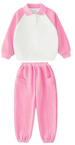 amropi Niño Niña Traje de Sudadera y Pantalones de Chándal Conjunto de Ropa Rosa,2-3 años