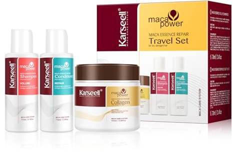 Karseell Sets de Viaje para el Cuidado del Cabello, Colágeno Mascarilla Pelo, Champu Y Acondicionador, Restauración Profunda para Seco y Dañado el Cabello Todo Tipo de Cabellos