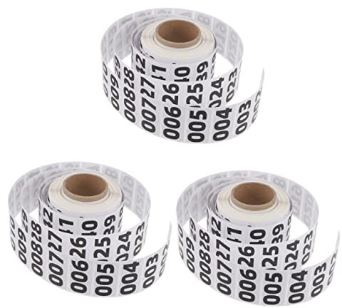 Lurrose 3 Rollen Aufkleber runde nummerierte Abziehbilder Kreisetiketten Nummernschilder Datum Organisation inventaretiketten zahlen sticker nummerierte Etiketten Inventarabziehbilder