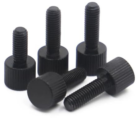 Cilky Metallschrauben 5 Stück M2 M2,5 M3 M4 Rändelschrauben aus schwarzem Kohlenstoffstahl, einfacher Typ, metrischer Rändelkopf, manuelle Einstellschrauben(5mm,M2 5pcs)