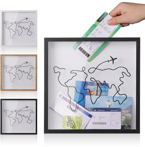 MUXIUNT Adventure Archive Travel Memory Keepsake Life in a Box Frame with Non-Marking Nail for Travel Gifts Essentials, 8&12In Travel Collection Shadow Box Frame Display Case for Ticket Photo Postcard