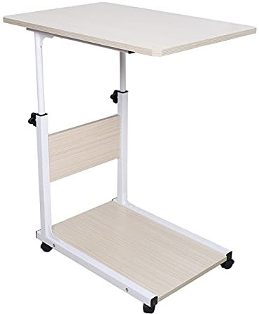PurpleMinder Sidobord laptopbord med hjul, mobilt skrivbord, litet datorbord, höj- och sänkbart ståbord, översängsbord, 55–80 cm, lätt, bärbart för säng soffa