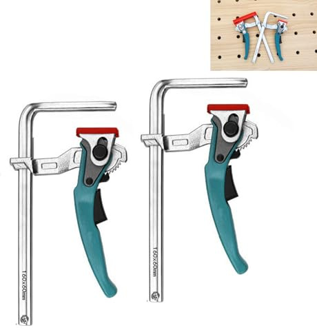 TOOSOAR 2 piezas Abrazaderas de Carril,Abrazadera de Barra de Liberación Rápida con Capacidad de 160mm y Profundidad de Garganta de 60mm para Lijar, Cortar