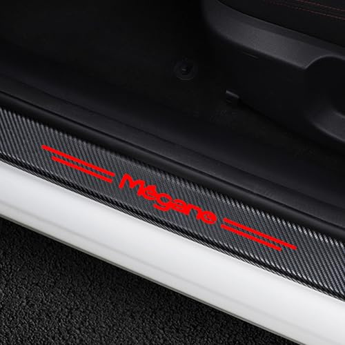 KLHYWEN 4 Piezas Protector Barra Umbral Puerta Coche para REN-Ault Megane 2 3, Antideslizante Antiarañazos Accesorios Interior,Red