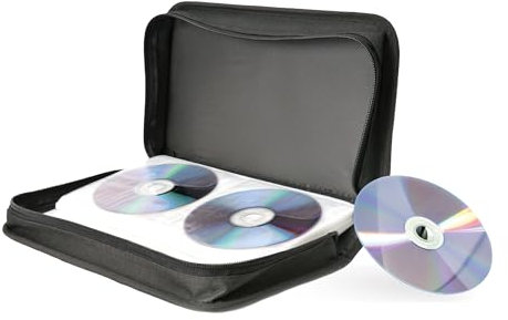 groov e 120-Disc Portable CD Wallet - CD Holder Case with Protective Sleeves, Scratch & Dust Protection - Black