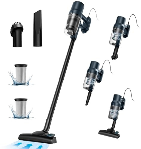 SINCHEREU Aspirapolvere con Filo 21KPa 600W, Scopa Elettrica con Filo Potente,6 in 1 Aspirapolvere senza Sacco, Cavo da 5 m, 2 Filtro HEPA,Aspirapolvere per Pavimenti, Tappeti, Peli di Animali Domesti