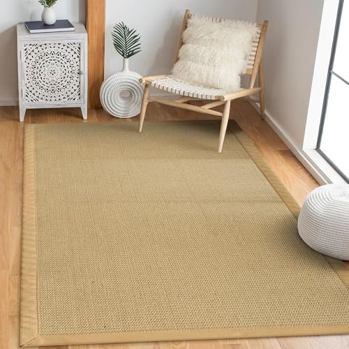 Floordirekt Sisal-Teppich Bombay 80x150 cm – Naturfaser Teppich mit Baumwollbordüre, Wohnteppich, Sisalteppich