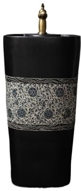 lavabo freestanding Lavandino da esterno in ceramica for uso domestico, monoblocco, con piedistallo, giardino, rubinetto e scarico Lavandino per lavanderia indipendente