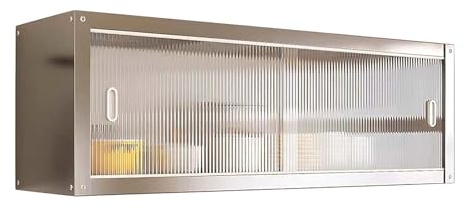 Pensili Cucina Sospesi in Acciaio Inox con Ante Scorrevoli in Acrilico Mobilettos Multiuso Salvaspazio Pensile Bagno per Cucina, Garage, Ristorante, Lavanderia(50 * 30 * 40cm/19.7 * 11.8 * 15.8in)