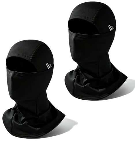 Zencantorous 2 styck stormhuva, balaclava, skidmask, stormmask, ansiktshuva, med glasögonöppningar, vindtät och varm, skidmask för cykling, motorcykel, utomhussport, unisex, svart