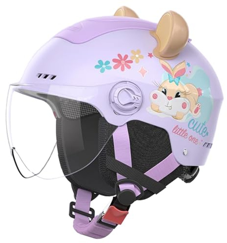 Casco De Scooter De Moda, Homologado ECE 22.06, Casco De Moto Abierto para Niños Y Niñas De 3 A 12 Años con Visera Solar.