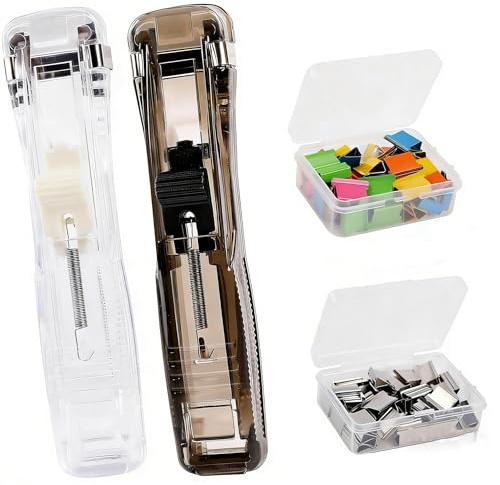 Clips para Engrapadora – Incluye 100 Clips Reutilizables, Engrapadora de Portátil – Une hasta 40 Hojas – Para Negocios, Arte, Oficina, Escuela, Aulas, Hospitales y Documentos