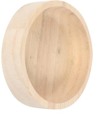 COHEALI Wooden Hamster Food Bowl Sturdy and Steady Design for Small Animals Prevents Food Spill, Beige Shallow Feed Dish for Rats and Dwarf Hamsters in Household Feeding