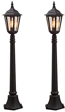 Set di 2 lampade da sentiero FIRENZE, E27, in alluminio, con palo e fondamenta, colore: nero, codice articolo 7215-750