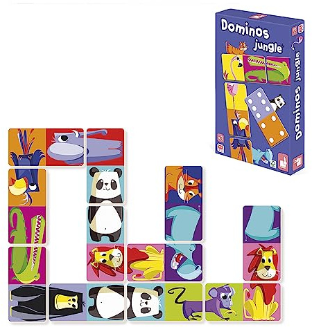 Janod - Dominos Jungle - Jeu de Mémoire et d'Association - 2 Niveaux de Jeu - 2 à 4 Joueurs - Dès 3 Ans - J02771