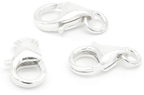 NaturSchatulle Karabinerverschluss 100% Sterling Silber 925 I 10 Stück Schmuckverschluss 12mm Karabinerhaken Kettenverschluss Basteln Schmuckherstellung