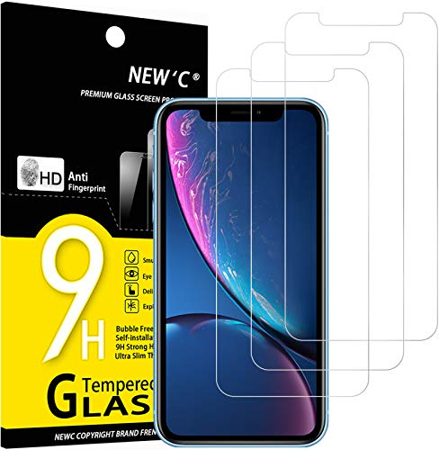 NEW'C 3 Pack Designed for iPhone 11 and iPhone XR Screen Protector (6.1), Enhanced Tempered Glass Protection, Case Friendly Anti Scratch Bubble Free Ultra Resistant