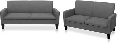 vidaXL Sofagarnitur 2-TLG. Stoffsofa Couch Loungesofa Polstersofa Sofa Sitzmöbel Couchgarnitur Wohnzimmersofa Polstermöbel Stoff Dunkelgrau