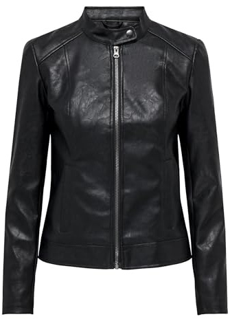 JDY Women's Jdyemily Faux Leather Jacket OTW Noos, Black, 38