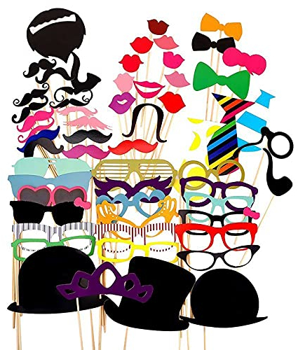 SHULLIN 58 Stück Partyfotoautomat Zubehör Fotorequisiten Hochzeit Photo Booth Requisiten Party Foto Booth Props Requisiten-Set für Wedding Hochzeit Partei Deko