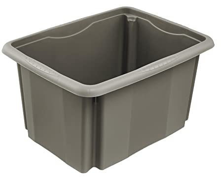 keeeper Aufbewahrungsbox mit Dreh-/Stapelsystem, 38 x 28,5 x 20,5 cm, 15 l, Emil Eco Line, Eco Grey