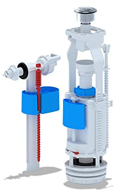 Belvit WC Spülventil 3/8 Anschluss seitlich Verchromt Eco- Spültaste höhenverstellbar 290-410 mm