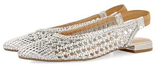 GIOSEPPO Ballerine Intrecciate in Pelle di Colore Nero per Donna Guatavita, Argento, 36 EU