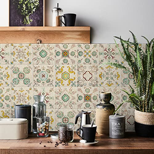 HORIWE Adesivi per piastrelle in stile mosaico, 24 pezzi, PVC, adesivi per piastrelle, decorativi, autoadesivi, impermeabili, per cucina, armadio, mobili, tavolo