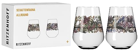 Ritzenhoff 3911001 Verre universel set de 2 verres 500 ml - Schattenfauna Set N° 1, Motif jungle multicolore - Made in Germany