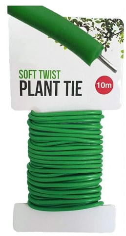 10m Soft Twist Ties for Plant Support, Reusable Weatherproof Long Thick Green Rubberised Wire for Gardening, Climbing Plants, Tomato, Vines, Shrubs and Flowers (10m Soft Twist Plant Tie)