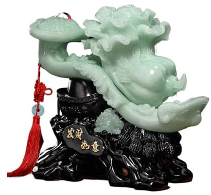 Statue Feng Shui Ornements de chou en jade Ruyi, statue Fengshui for la richesse et la chance, sculpture de symbole de chance, ornement de bureau for le bureau à domicile Figurine porte-bonheur de la
