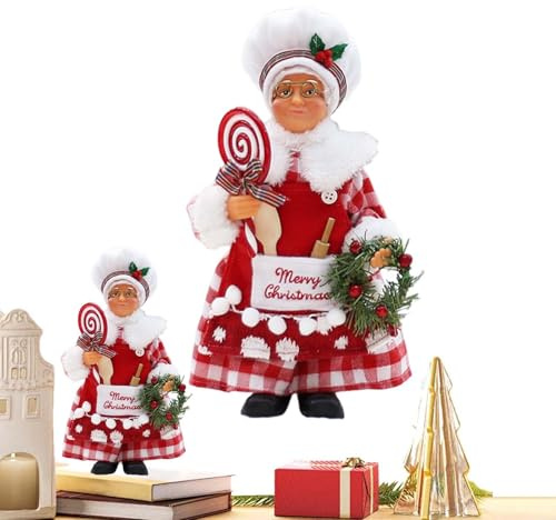 Decoraciones de Papá Noel,Figuras de Papá Noel | Muñeco de peluche con figura de cocinero navideño de invierno - Decoraciones navideñas para el hogar, figuras coleccionables de festivales para mesa, a