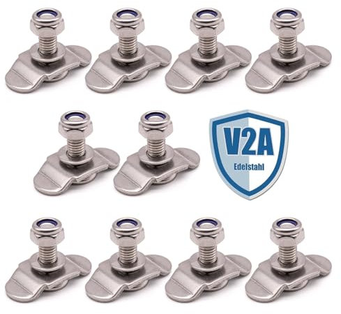 10x Schraubfitting Airlineschiene EDELSTAHL V2A M8x15 Endbeschlag für Zurrschienen Fitting Verschraubung Airline