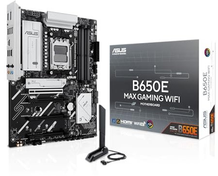 ASUS B650E MAX Gaming WiFi AMD B650 ATX Motherboard, DDR5, PCIe 5.0 Ready, 3X M.2 Slots, Wi-Fi 6E, Realtek 2.5Gb Ethernet, DisplayPort, HDMI™, USB 10Gbps Type-A & Type-C®, BIOS Flashback™, Aura Sync