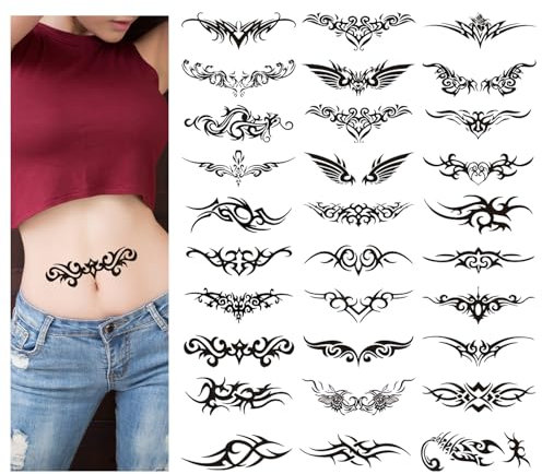 Tatuaggi Temporanei Sexy, Adesivi di Tatuaggi Temporanei Bello, Tatuaggi Finti Impermeabile per Adulti, Adesivi per Tatuaggi Duraturi Realistici, Temporary Tattoos Stickers Addome Torace (30 Fogli)