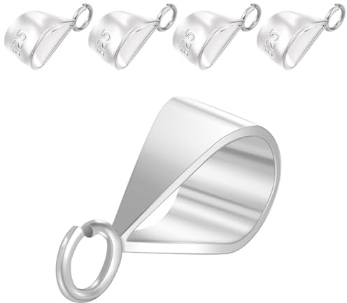 5 cierres de plata de ley 925 con colgante de plata de ley para hacer joyas, fianzas de joyería para colgantes, conectores deslizantes para hacer collares, suministros para manualidades