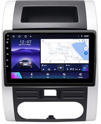 9-tums 2 DIN-bilradio med CarPlay och Android 14, pekskärm, bluetooth, AHD backkamera, GPS-navigering och rattkontroller (A1, 1 GB + 32 GB)