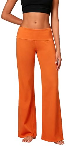 BEWECASU Women Lounge Yoga Pants Fold Over Low Waist Wide Leg Sweatpants Flare Leggings Bell Bottoms Y2K Foldover Pants