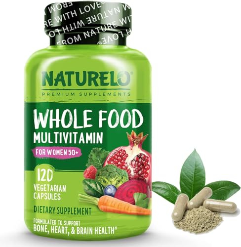 NATURELO Whole Food Multivitamin for Women 50+ (Iron Free) - with Natural Vitamin, Mineral, Botanical Blends - Best Complete Formula After Menopause - No GMOs - 120 Vegan Capsules | 1 Month Supply…