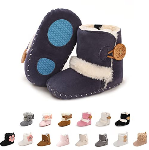 EDOTON Schneestiefel Baby Mädchen Weiche Sohlen Krippe Schuhe Kleinkind Stiefel Niedlich Winterschuhe (12-18 Monate, Marine)