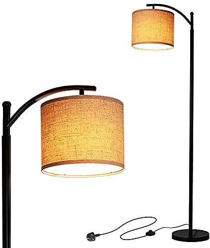 Led Floor Lamps Classic Arc Energy Saving Standing Lamp with Hanging Lamp Shade and 9W Led Bulb for Living Room Bedroom Office, E26/E27 Socket