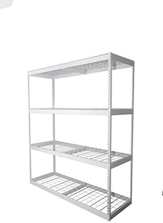 MonsterRax Heavy Duty Garage Shelving - 24 x 72 x 84 - 500 lbs/Shelf - Adjustable 4 Tier Metal Utility Shelves - High Grade Steel Freestanding Storage Rack for Warehouse, Basement - White Finish